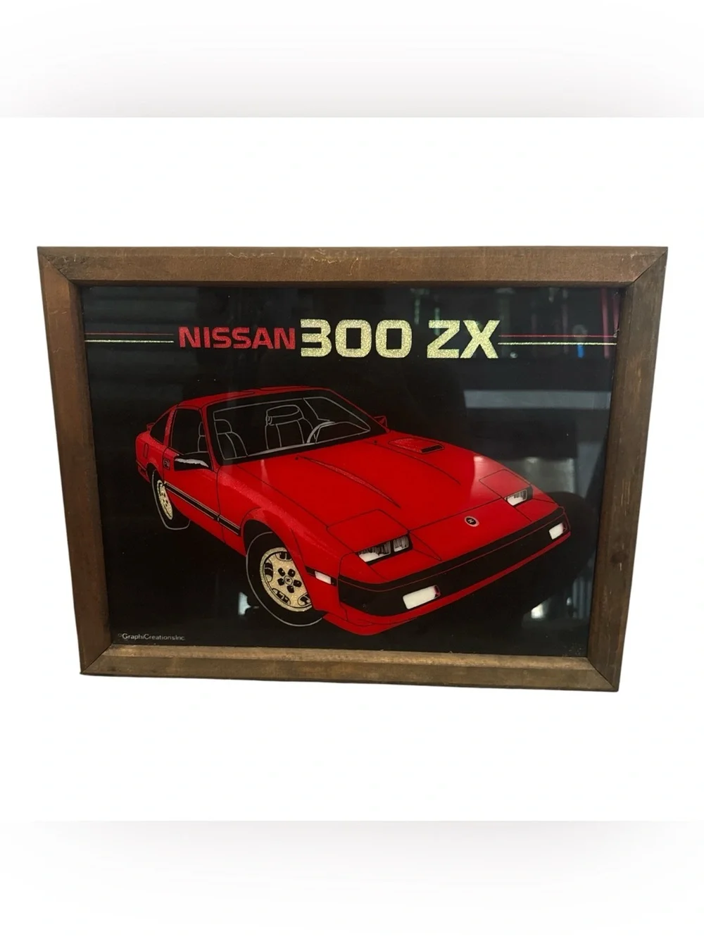 Nissan 300ZX Red Wall Art Print Framed Garage or Mechanic Shop Decor Vintage